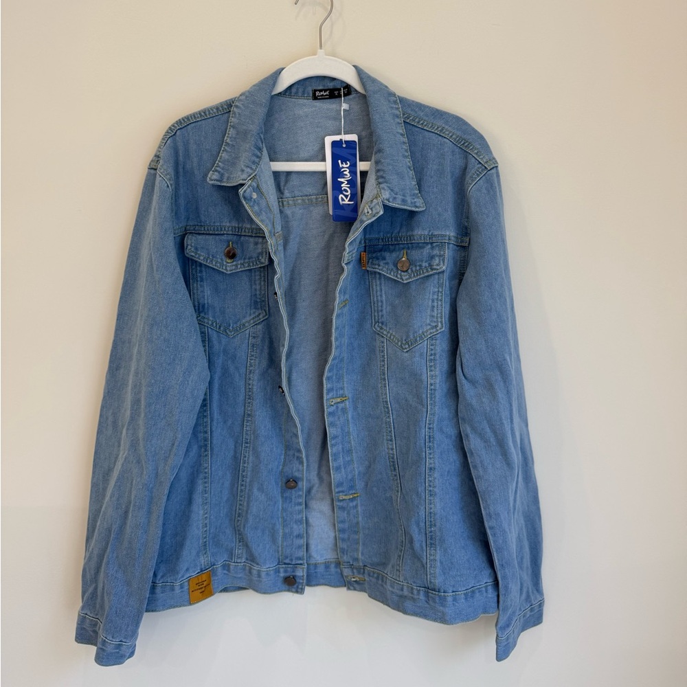 NWT ROMWE Oversized Light Wash Denim Jacket XL
